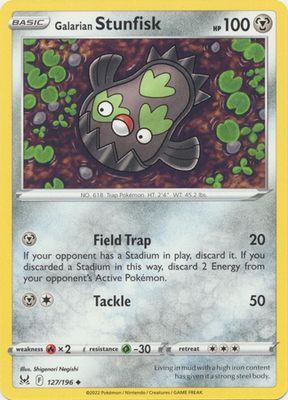 Galarian Stunfisk - 127/196 - Uncommon
Sword &amp; Shield: Lost Origin Singles