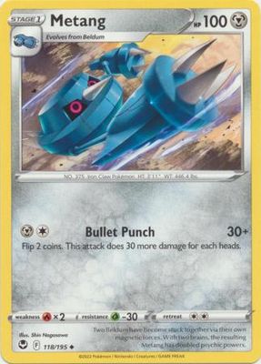 Metang - 118/195 - Uncommon
Sword &amp; Shield: Silver Tempest Singles
