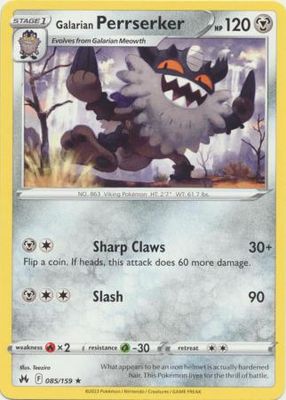Galarian Perrserker - 085/159 - Rare Crown Zenith Singles