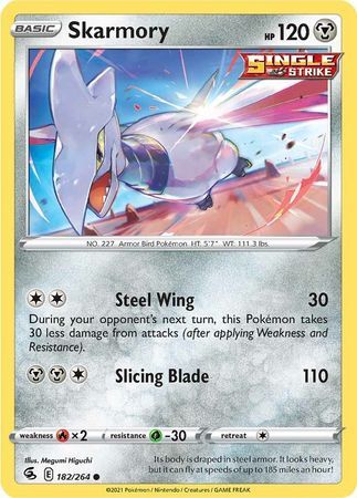 Skarmory - 182/264 - Common
Sword &amp; Shield: Fusion Strike Singles