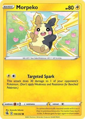 Morpeko - 109/264 - Common
Sword &amp; Shield: Fusion Strike Singles