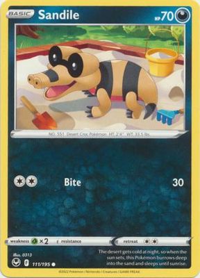 Sandile - 111/195 - Common Sword &amp; Shield: Silver Tempest Singles