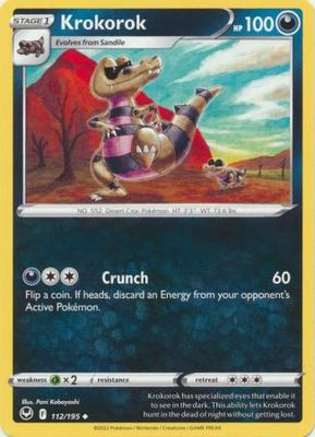 Krokorok - 112/195 - Uncommon
Sword &amp; Shield: Silver Tempest Singles