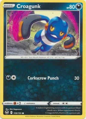 Croagunk - 109/195 - Common
Sword &amp; Shield: Silver Tempest Singles