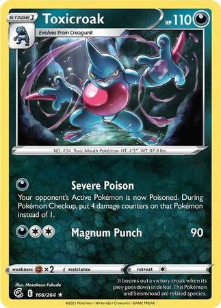 Toxicroak - 166/264 - Rare
Sword &amp; Shield: Fusion Strike Singles(Español)