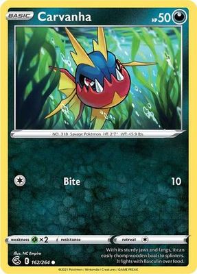 Carvanha - 162/264 - Common Sword &amp; Shield: Fusion Strike Singles
