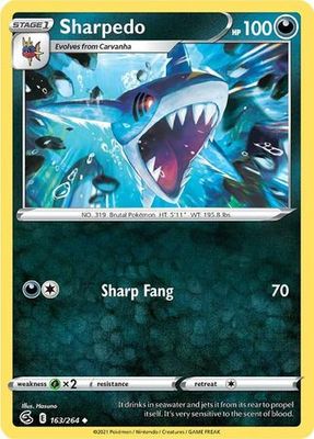Sharpedo - 163/264 - Uncommon
Sword &amp; Shield: Fusion Strike Singles