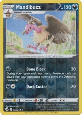 Mandibuzz - 173/264 - Uncommon Reverse Holo
Sword &amp; Shield: Fusion Strike Reverse Holo Singles