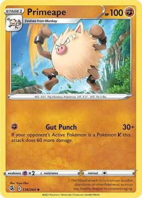 Primeape - 134/264 - Uncommon
Sword &amp; Shield: Fusion Strike Singles