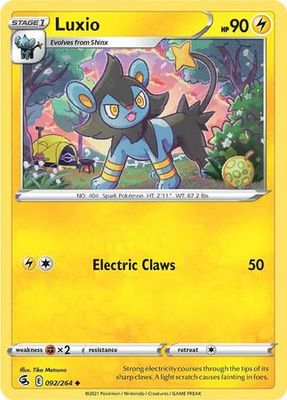 Luxio - 092/264 - Uncommon
Sword &amp; Shield: Fusion Strike Singles