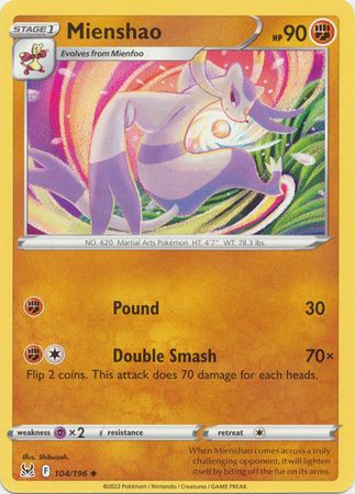 Mienshao - 104/196 - Uncommon Sword &amp; Shield: Lost Origin Singles