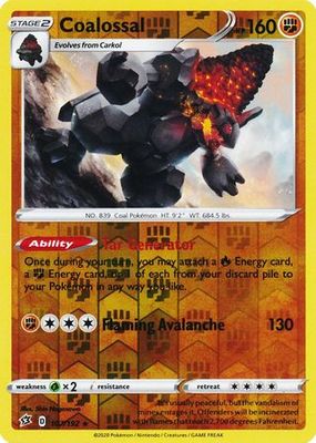 Coalossal - 107/192 - Holo Rare Reverse Holo
Sword &amp; Shield: Rebel Clash Reverse Holo Singles