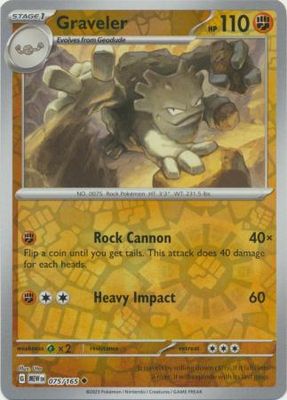 Graveler - 075/165 - Uncommon Reverse Holo Scarlet &amp; Violet 151 Reverse Holo Singles