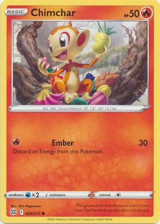 Chimchar - 024/172 - Common
Sword &amp; Shield: Brilliant Stars Singles