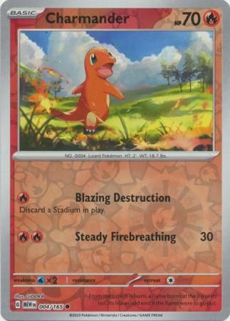 Charmander - 004/165 - Common Reverse Holo Scarlet &amp; Violet 151 Reverse Holo Singles