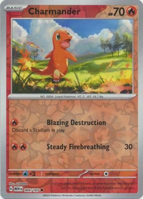 Charmander - 004/165 - Common Reverse Holo Scarlet &amp; Violet 151 Reverse Holo Singles