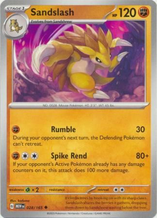 Sandslash - 028/165 - Uncommon Scarlet &amp; Violet 151 Singles