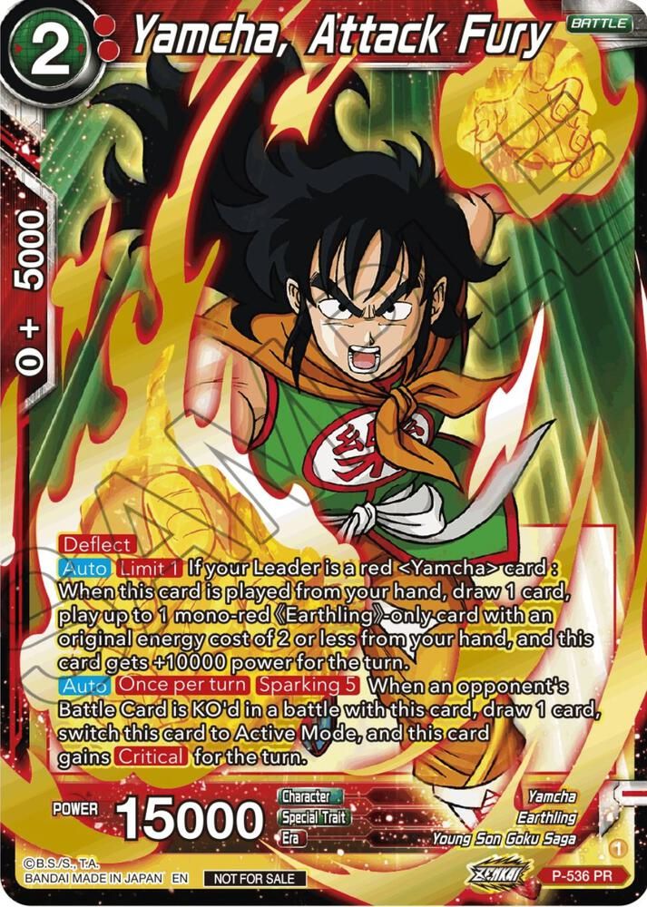 Yamcha, Attack Fury (Championship Selection Pack 2023 Vol.2) (Gold-Stamped Silver Foil) - Tournament Promotion Cards (TPR)
Tournament Promotion Cards