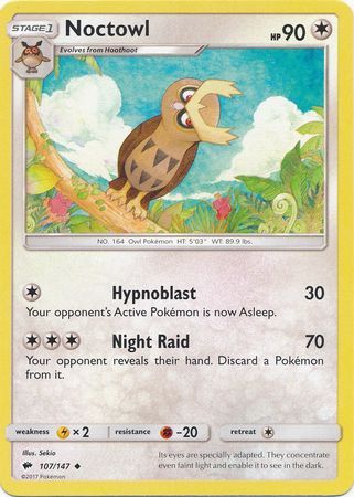 Noctowl - 107/147 - Uncommon Sun &amp; Moon: Burning Shadows Singles (Español)