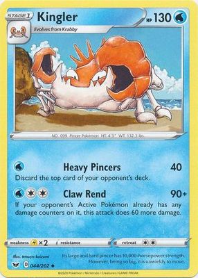 Kingler - 044/202 - Uncommon Sword &amp; Shield (Base Set) Singles