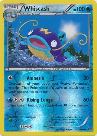 Whiscash - 40/160 - Uncommon - Reverse Holo
XY: Primal Clash Reverse Holo Singles