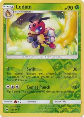 Ledian - 10/147 - Rare Reverse Holo Sun &amp; Moon: Burning Shadows Reverse Holo Singles