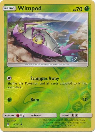 Wimpod - 8/145 - Common Reverse Holo Sun &amp; Moon: Guardians Rising Reverse Holo Singles