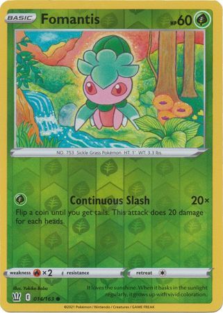 Fomantis - 014/163 - Common Reverse Holo
Sword &amp; Shield: Battle Styles Reverse Holo Singles