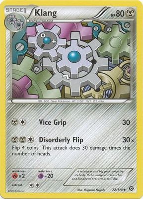 Klang - 72/114 - Uncommon
XY: Steam Siege Singles