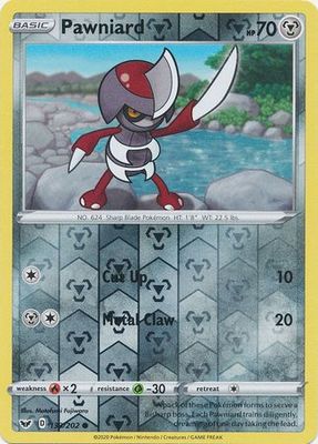 Pawniard - 133/202 - Common Reverse Holo
Sword &amp; Shield (Base Set) Reverse Holo Singles