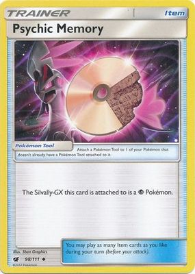 Psychic Memory - 98/111 - Uncommon
Sun &amp; Moon: Crimson Invasion Singles (español)