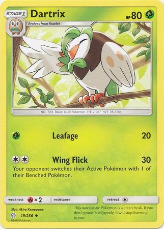 Dartrix - 19/236 - Uncommon Sun &amp; Moon: Cosmic Eclipse Singles