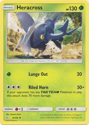 Heracross - 9/236 - Uncommon Sun &amp; Moon: Cosmic Eclipse Singles (Español)