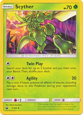 Scyther - 4/168 - Uncommon
Sun &amp; Moon: Celestial Storm Singles (español)