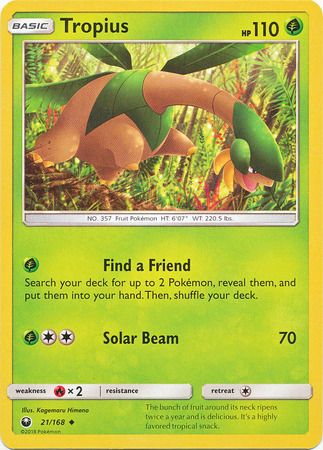 Tropius - 21/168 - Uncommon
Sun &amp; Moon: Celestial Storm Singles (es´pañol)