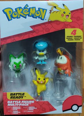 SJ Pokemon Paldea Battle Figure 4 Pack Pikachu Fuecoco Sprigatito Quaxly Nuevo