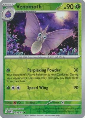 Venomoth - 049/165 - Uncommon Reverse Holo Scarlet &amp; Violet 151 Reverse Holo Singles