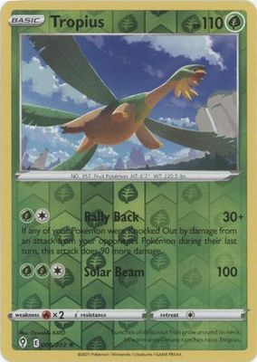 Tropius - 006/203 - Rare Reverse Holo
Sword &amp; Shield: Evolving Skies Reverse Holo Singles