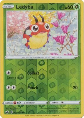Ledyba - 004/198 - Common Reverse Holo
Sword &amp; Shield: Chilling Reign Reverse Holo Singles(Español)