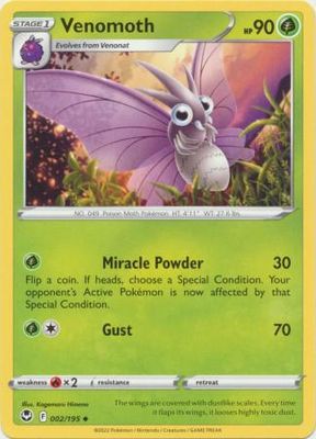 Venomoth - 002/195 - Uncommon Sword &amp; Shield: Silver Tempest Singles