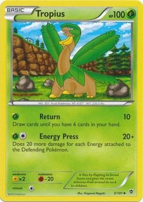 Tropius - 5/101 - Uncommon
Black &amp; White 10: Plasma Blast Singles