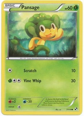 Pansage - 7/114 - Common Black &amp; White 1: (Base Set) Singles