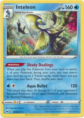 Inteleon - 058/202 - Rare Theme Deck Exclusive Sword &amp; Shield (Base Set) Singles