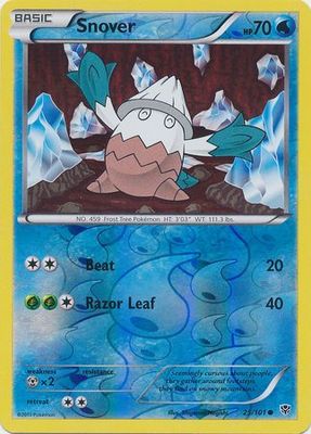 Snover - 25/101 - Common Reverse Holo Black &amp; White 10: Plasma Blast Reverse Holo Singles