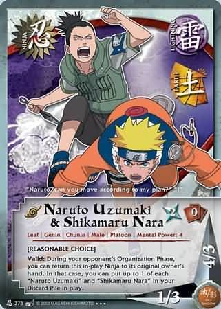 SH Naruto Uzumaki &amp; Shikamaru Nara &quot;Reasonable Choice&quot; - N-278 - Super Rare
Naruto: Battle of Destiny Gold Rare Foil