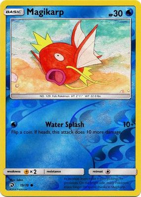 Magikarp - 19/70 - Common Reverse Holo
Sun &amp; Moon: Dragon Majesty Reverse Holo Singles