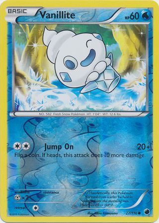 Vanillite - 27/116 - Common Reverse Holo
Black &amp; White 9: Plasma Freeze Reverse Holo Singles