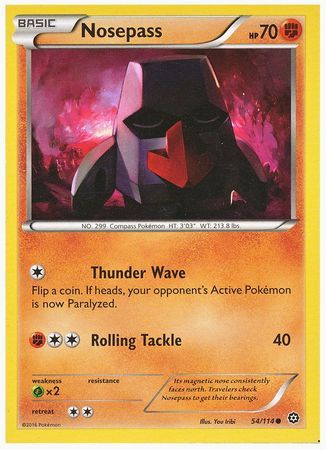 Nosepass - 54/114 - Common - XY Steam Siege (Square Cut Misprint)
Pokemon Misprints