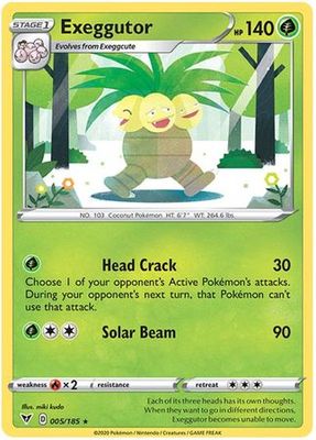 Exeggutor - 005/185 - Rare
Sword &amp; Shield: Vivid Voltage Singles