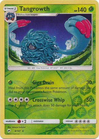 Tangrowth - 8/147 - Rare Reverse Holo
Sun &amp; Moon: Burning Shadows Reverse Holo Singles